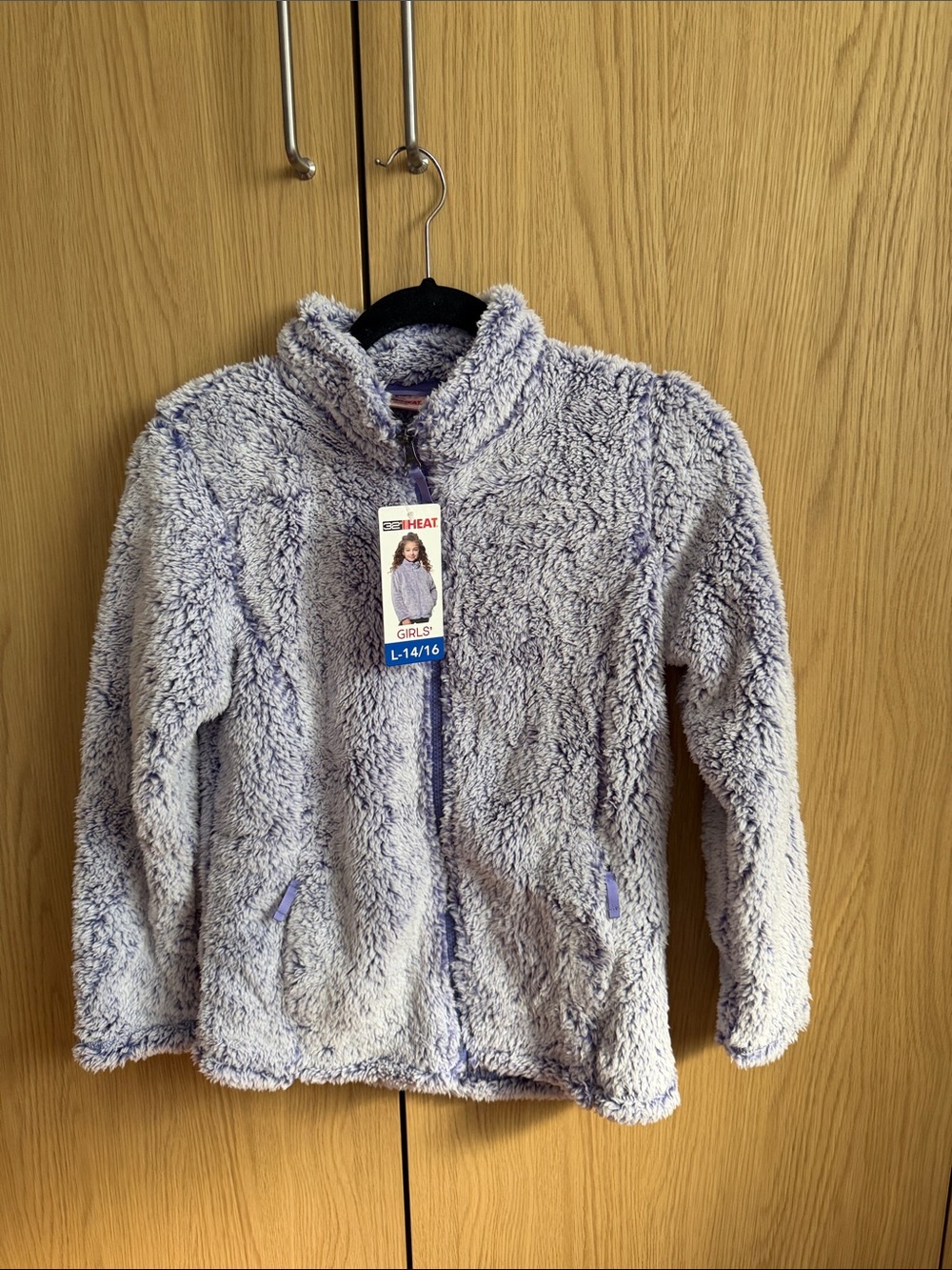 32 Degrees Girls Plush Zip-Up Jacket - Light Lavender